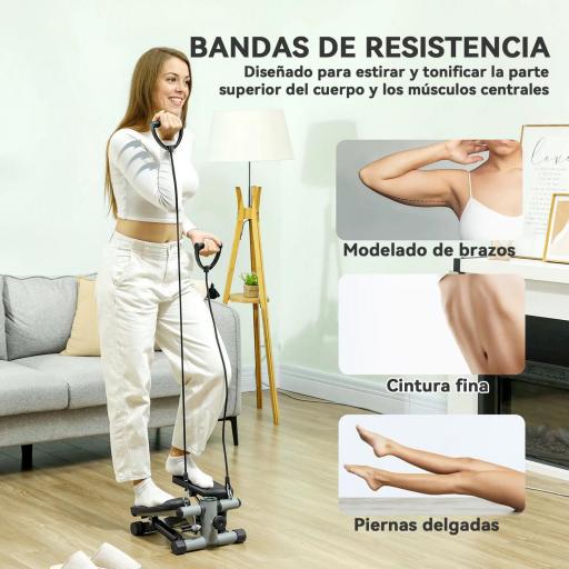 Mini Stepper Compacto para Hacer Ejercicio en Casa con Bandas de Resistencia Monitor LCD Pedales Antideslizantes Gris [2]