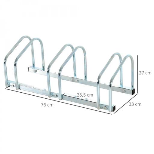 Aparcamiento para 3 Bicicletas Estacionamiento para Aparcar Bicicletas para Interior y Exterior 76x33x27cm Plata [7]