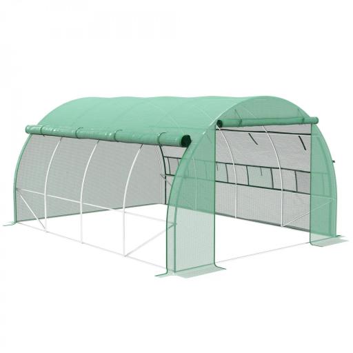Invernadero de Túnel 4x3x2 m con Puerta y 8 Ventanas de Malla Enrollables Invernadero de Huerto para Patio Jardín Verde [8]