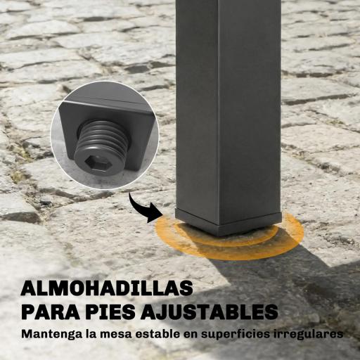 Mesa de Comedor Exterior Extensible 135/270 cm para 6-10 Personas de Aluminio con Tapa de Listones Gris Oscuro [6]