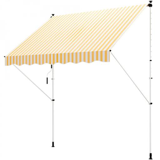 Toldo Manual Retráctil 300x150x170-280 cm con Altura Ajustable Manivela y Protección Solar para Terraza Naranja [9]
