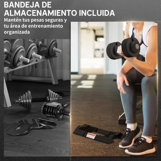 Mancuerna Ajustable 4 en 1 10 kg Ajuste Rápido de Peso con Base de Almacenaje Mango Antideslizante para Gimnasio en Casa [4]