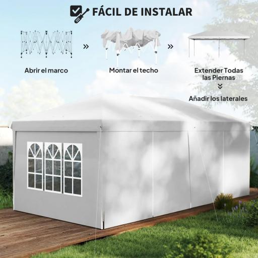 Carpa Plegable 5,85x2,95x2,7 m con 4 Paneles 4 Ventanas 2 Puertas 1 Bolsa Anti-UV y 12 Orificios de Drenaje Blanco [5]