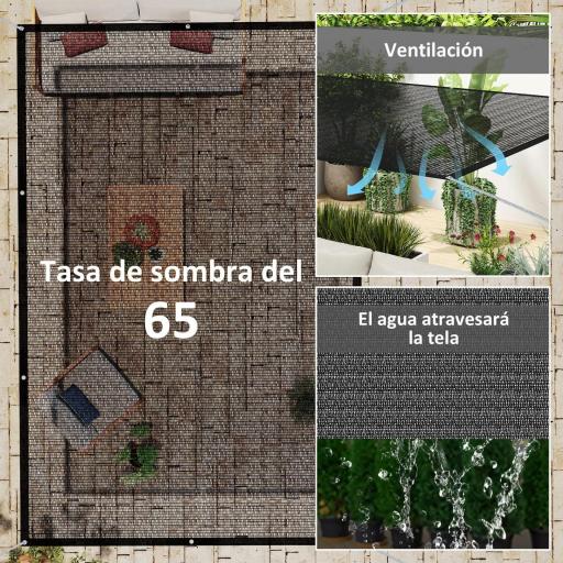 Toldo Vela de Sombra Rectangular 3x2 m Toldo de Jardín Protección Solar 65% Transpirable y Anticongelante Negro [7]