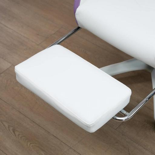 Silla Gaming Silla Gamer de Cuero PU Altura Ajustable Reclinable 135° Reposacabezas y Reposapiés 65x65x121-129 cm Blanco [6]