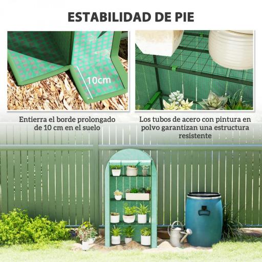 Invernadero de Exterior con 4 Estantes Puerta Enrollable Cubierta de PE y Marco de Acero 105x45x160 cm Verde [3]