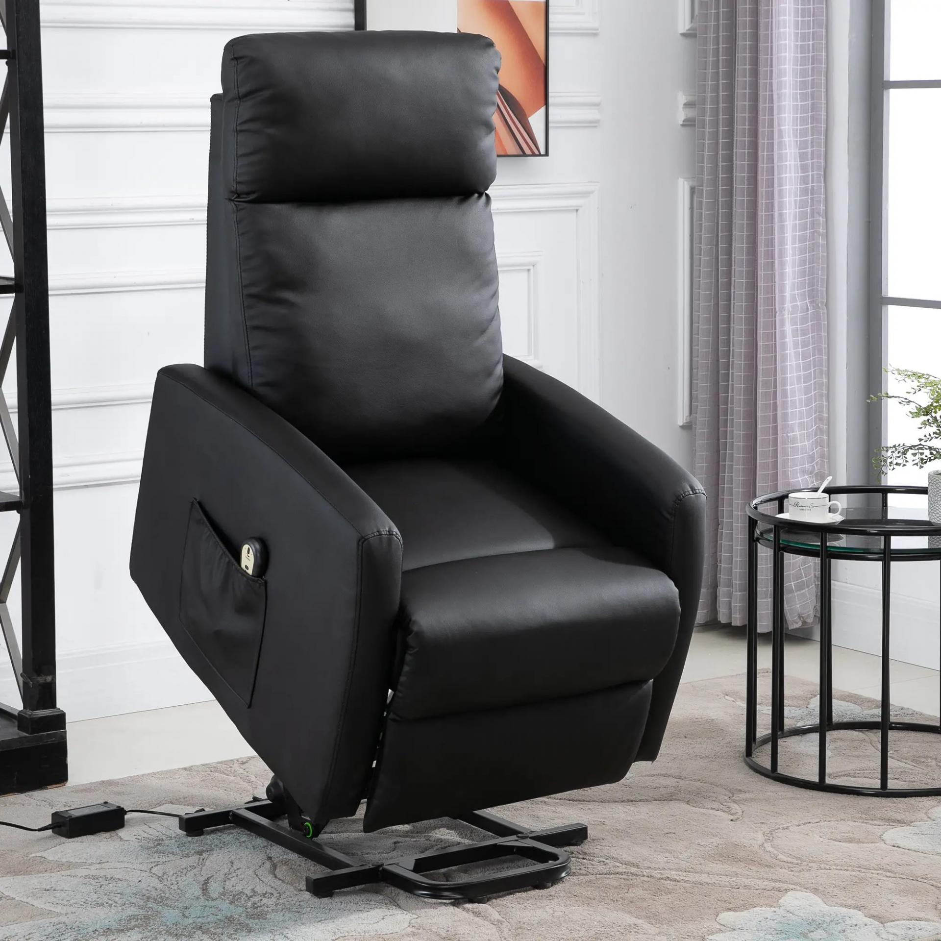 Sillón Levanta Personas Sillón Relax Eléctrico Sillón Elevador Reclinable 145° con Control Remoto 67x95x105 cm Negro