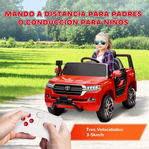 Coche Eléctrico para Niños de +3 Años Toyota LAND CRUISER con Batería 12V Mando a Distancia y Música MP3 Rojo [2]