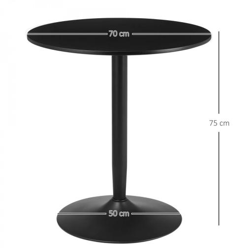 Mesa de Comedor Redonda Mesa de Cocina para 2 Personas con Base de Acero y Almohadillas Antideslizantes Ø70x75 cm Negro [1]