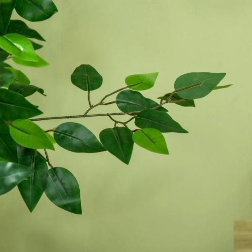 Planta Artificial con Troncos Naturales 150 cm Ficus Sintética con 882 Hojas Decoración para Hogar Verde [7]