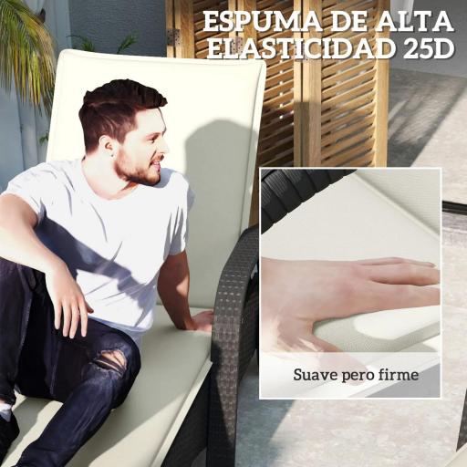  2 Cojines para Tumbonas de Jardín con Protección UV Resistentes a Salpicaduras 193x58x6 cm Crema [3]
