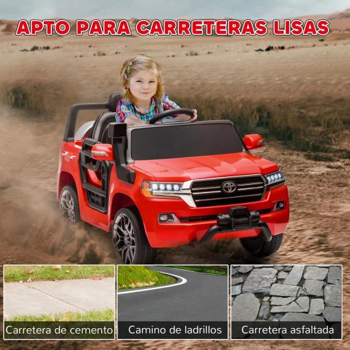 Coche Eléctrico para Niños de +3 Años Toyota LAND CRUISER con Batería 12V Mando a Distancia y Música MP3 Rojo [4]