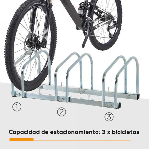 Aparcamiento para 3 Bicicletas Estacionamiento para Aparcar Bicicletas para Interior y Exterior 76x33x27cm Plata [4]