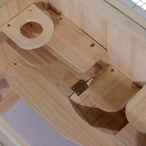 Jaula para Hámster de Madera de 2 Niveles Casa para Animales Pequeños con Plataformas Escaleras 60x35x42 cm Madera Natural [2]