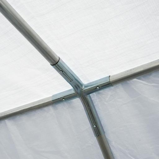 Carpa de Jardín 8x4 m Pérgola Cenador Pabellón Cochera Gazebo con 4 Paneles Laterales y 8 Ventanas para Fiestas Blanco [5]