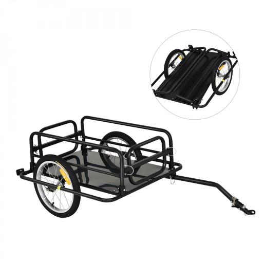 Remolque de Bicicleta Plegable para Carga 40kg Carga de Equipaje con Marco de Acero Ligero y Reflectores 139x71,5x49 cm Negro [8]