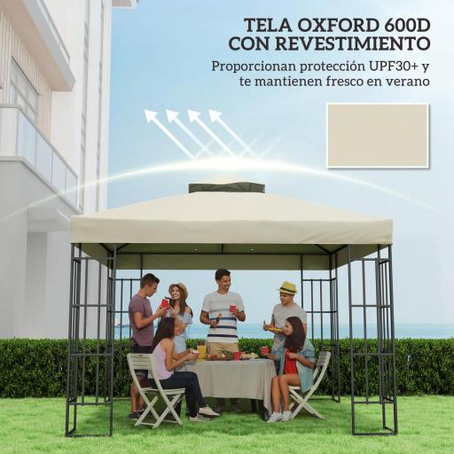 Toldo de Recambio 3x3 m con Techo Doble con Orificios de Drenaje y Protección UPF30+ Crema Solo Toldo NO Incluye Marco [2]