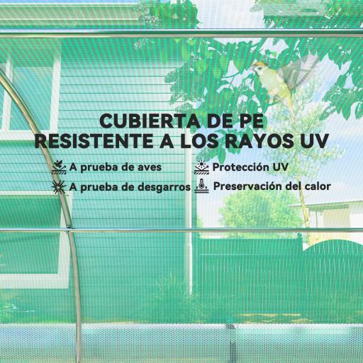 Invernadero de Túnel 4,5x2x2 m con Cubierta PE 140 g/m² Paredes Laterales Enrollables 8 Ventanas y 2 Puertas Verde [3]
