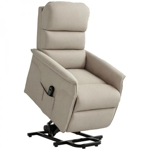 Sillón Relax Reclinable Eléctrico Levanta Personas con Mando a Distancia y Bolsillo Lateral Sillón Elevador Beige [9]