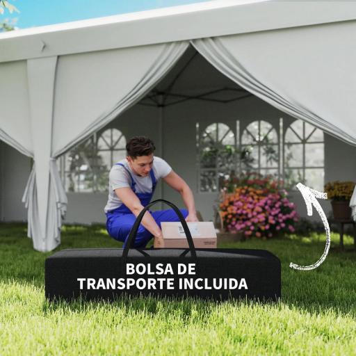 Carpa Plegable 5,85x2,95x2,7 m con 4 Paneles 4 Ventanas 2 Puertas 1 Bolsa Anti-UV y 12 Orificios de Drenaje Blanco [6]