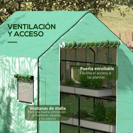 Cubierta de Repuesto de Invernadero 140x143x190 cm con Ventana Puerta con Cremallera Anti-UV Protección de Plantas Verde [5]