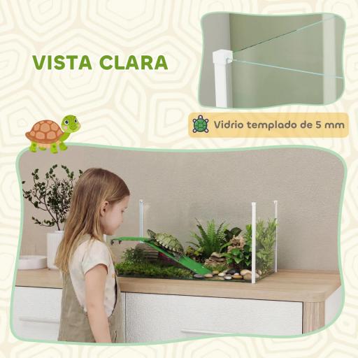 Acuario para Tortugas Terrario de Tortugas con Plataforma Rampa y Vista Panorámica 360° 60x35x28 cm Blanco [5]