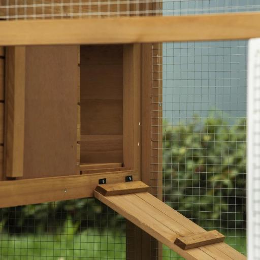 Gallinero de Madera Exterior Jaula para 2-4 Gallinas con Corral de Alambre Techos Asfálticos Nido Bandeja Extraíble y Rampa 200x80x105 cm Marrón [6]