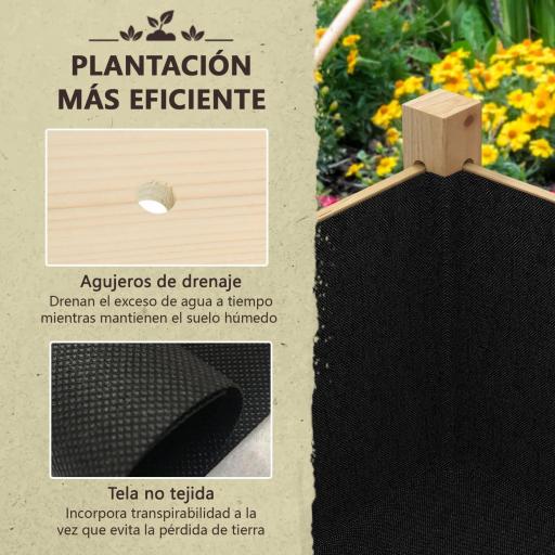 Huerto Urbano Elevado 115x55x80 cm Jardinera de Cultivo con Tela no Tejida para Cultivo Plantas Flores Verduras Natural [4]