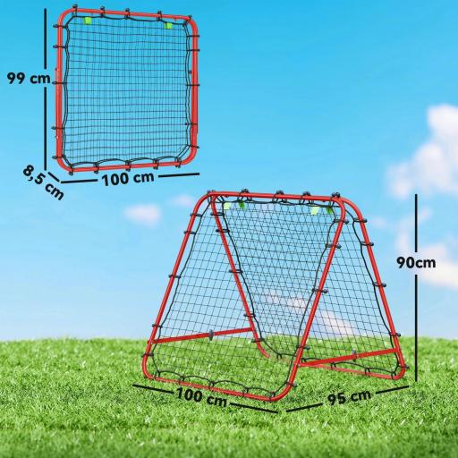Red de Rebote Plegable con Ángulo Ajustable para Entrenamiento de Fútbol Béisbol y Tenis 100x95x90 cm Rojo [1]