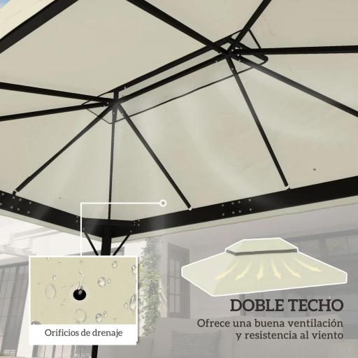 Toldo de Recambio 4x3 m con Techo Doble con Orificios de Drenaje y Protección UPF30+ Crema Solo Toldo NO Incluye Marco [3]