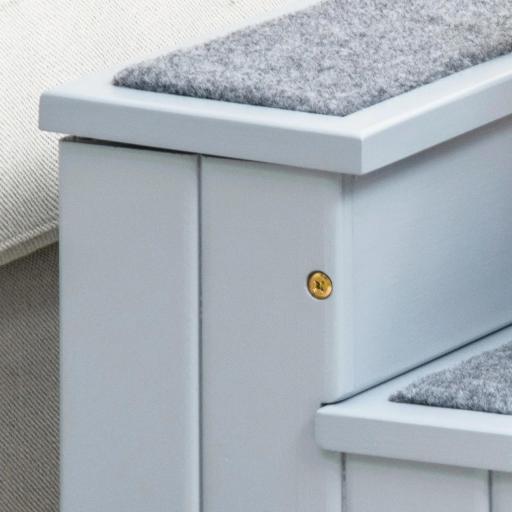 Escalera para Mascotas 3 Peldaños con Espacio de Almacenaje y Alfombra Antideslizantes Portátil 40,5x44,5x38 cm Gris [6]