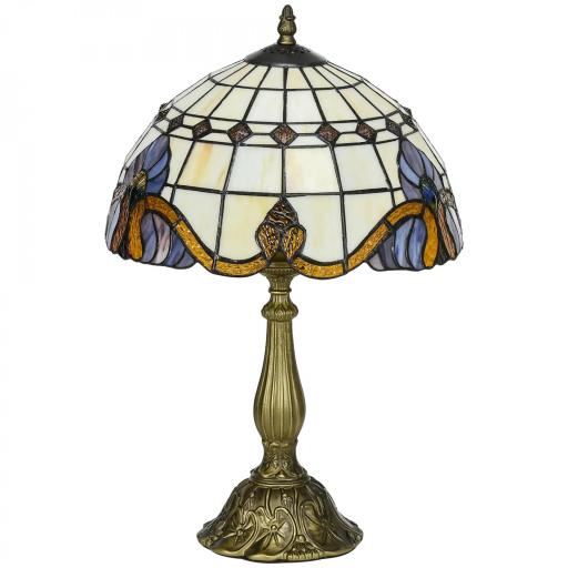 Lámpara de Mesa Hecha a Mano Estilo Clásico Lámpara de Noche de Vidrio para Dormitorio Salón Ø30x48 cm Multicolor [8]