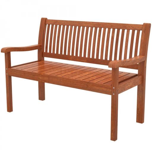 Banco de Jardín Madera Banco de Exterior 2 Plazas con Funda Impermeable Respaldo Ergonómico 125x62x90 cm Marrón Claro [9]