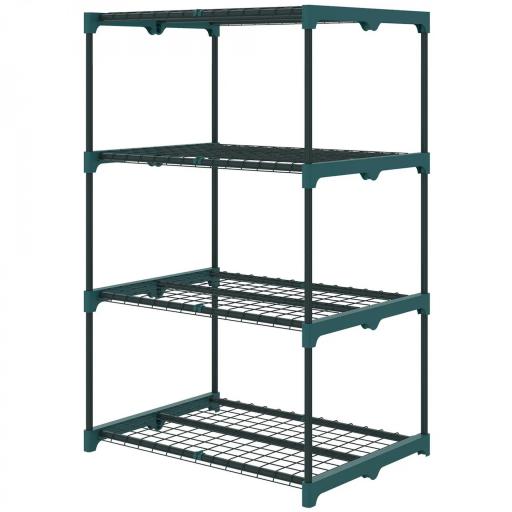 Soporte para Plantas de 4 Niveles Estantería para Plantas de Acero Estantes de Rejilla 67x49x105 cm Verde Oscuro [9]