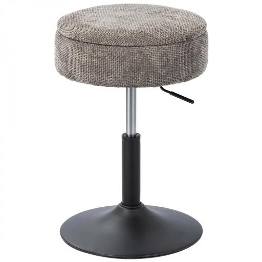 Taburete de Bar con Almacenaje Altura Ajustable Taburete de Cocina Redondo Giratorio Tapizado en Chenilla Gris [9]