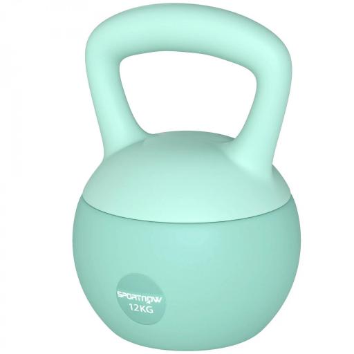 Pesa Rusa 12 kg Kettlebell Relleno de Arena Metálica Mango Antideslizante para Entreno en Casa 21x21x30 cm Verde [8]