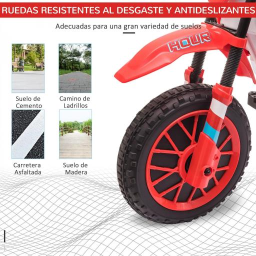 Moto Eléctrica para Niños de +3 Años 12V Moto de Juguete Infantil con 2 Ruedas de Equilibrio Velocidad 3-8 km/h Arranque Suave 106,5x51,5x68 cm Rojo [2]