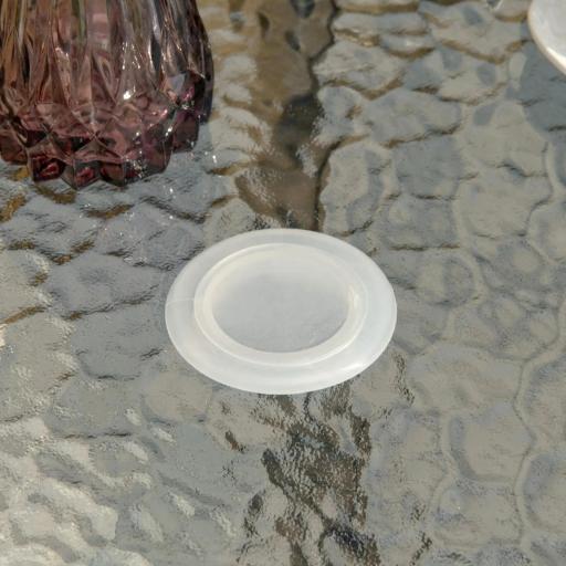 Mesa de Exterior Ø80x72 cm con Agujero para Sombrilla y Encimera de Vidrio Templado para Patio Terraza Negro [4]