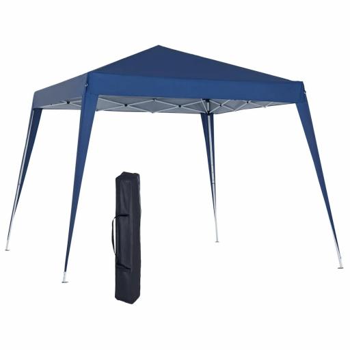 Carpa Plegable 3x3 m, Pop-up, Cenador Pabellón de Jardín, Altura Ajustable con Bolsa de Transporte, Anti-UV, Impermeable, Gazebo para Camping, Fiestas, Exterior, Azul [8]