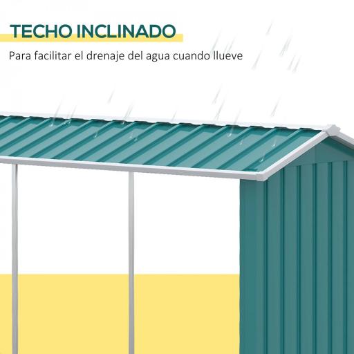 Casetilla para Leña de Acero Galvanizado Leñero Exterior Cobertizo de Almacenamiento de Troncos con Techo para Jardín Terraza 240x86x160 cm Verde [2]