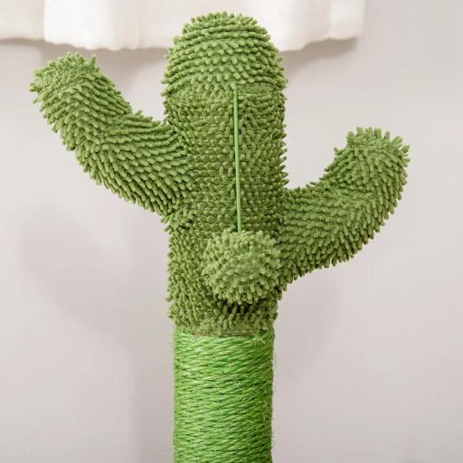 Poste Rascador para Gatos en Forma de Cactus Pequeño Árbol Rascador para Gatos con Poste de Sisal y Felpa Pelota Colgante y Base con Juego de Madera 32x32x60 cm Verde [5]