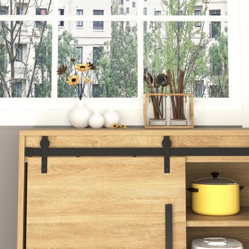 Herrajes Puertas Correderas 200 cm para Puerta Corredera Doble de Madera Ancho 50 cm Mueble de TV Armario Negro [3]