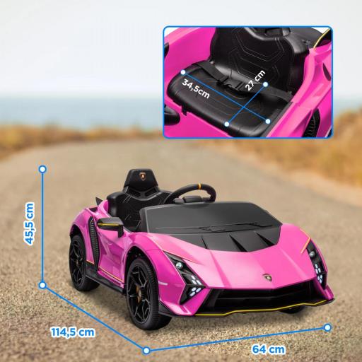 Coche Eléctrico para Niños Lamborghini Autentica con Batería 12V Mando a Distancia Faros Bocina Arranque Suave y Música MP3 Rosa [1]