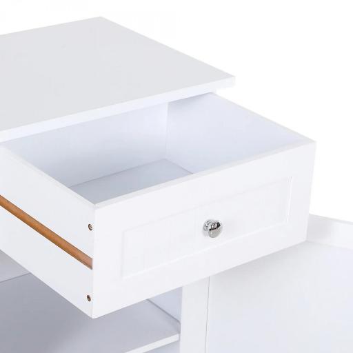 Armario de Baño con 1 Cajón 1 Puerta y Estante Ajustable Interior Mueble Auxiliar de Almacenaje 43x34x77 cm Blanco [6]