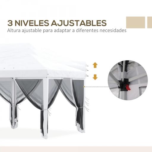 Carpa Plegable Pop-Up Gazebo 6x3 m con 6 Paredes Laterales de Malla Anti-UV y Bolsa de Transporte Crema [3]
