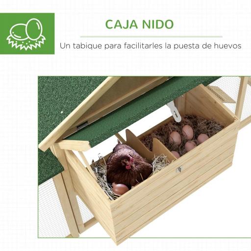 Gallinero de Madera 204x85x93 cm Jaula para 2-4 Gallinas con Nido Bandeja Extraíble Techo de Asfalto y Rampa Natural [4]