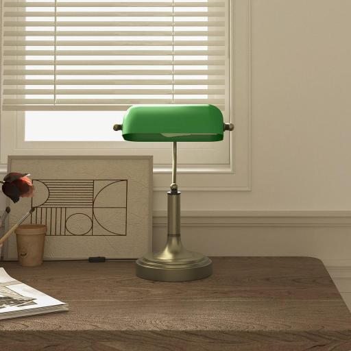 Lámpara de Escritorio Banquero E27 con Pantalla Ajustable Interruptor Basculante para Hogar Oficina Biblioteca Verde [3]