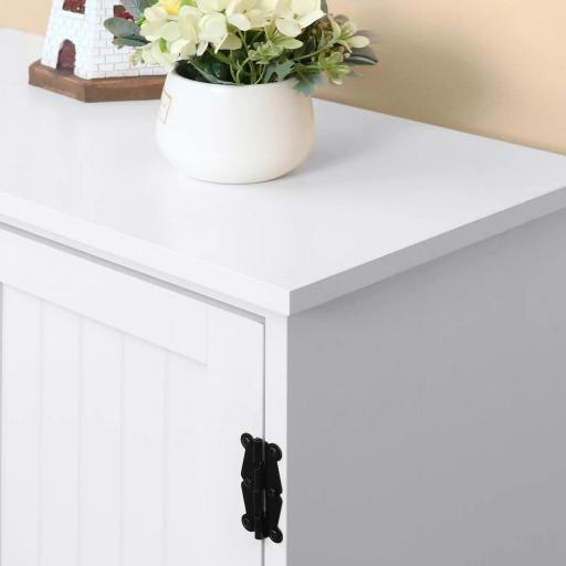 Alacena de Cocina Aparador Alto de Cocina Mueble Auxiliar con 4 Puertas y Estantes Ajustables 60x30x123 cm Blanco [7]