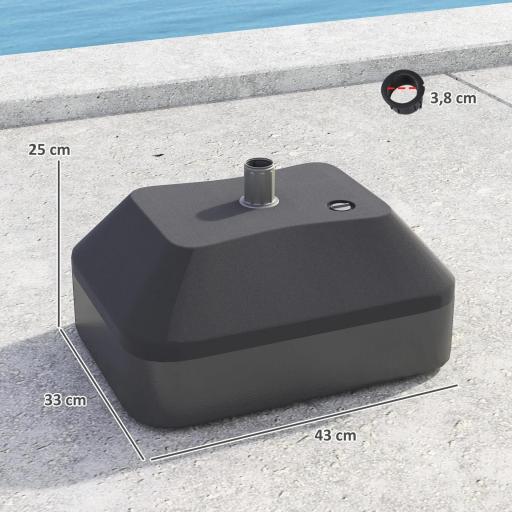 Base Rellenable para Sombrilla de Jardín Resistente y Estable Compatible con Postes de 38 mm y Sombrillas de 2,5 m [1]