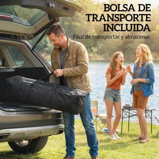Carpa Plegable 2,4x2,4 m Pop-up UPF50+ Bloqueo Central Altura Ajustable Bolsa de Transporte Sacos Arena Beige [6]